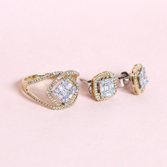 .73cts Square Illusion set with halo
