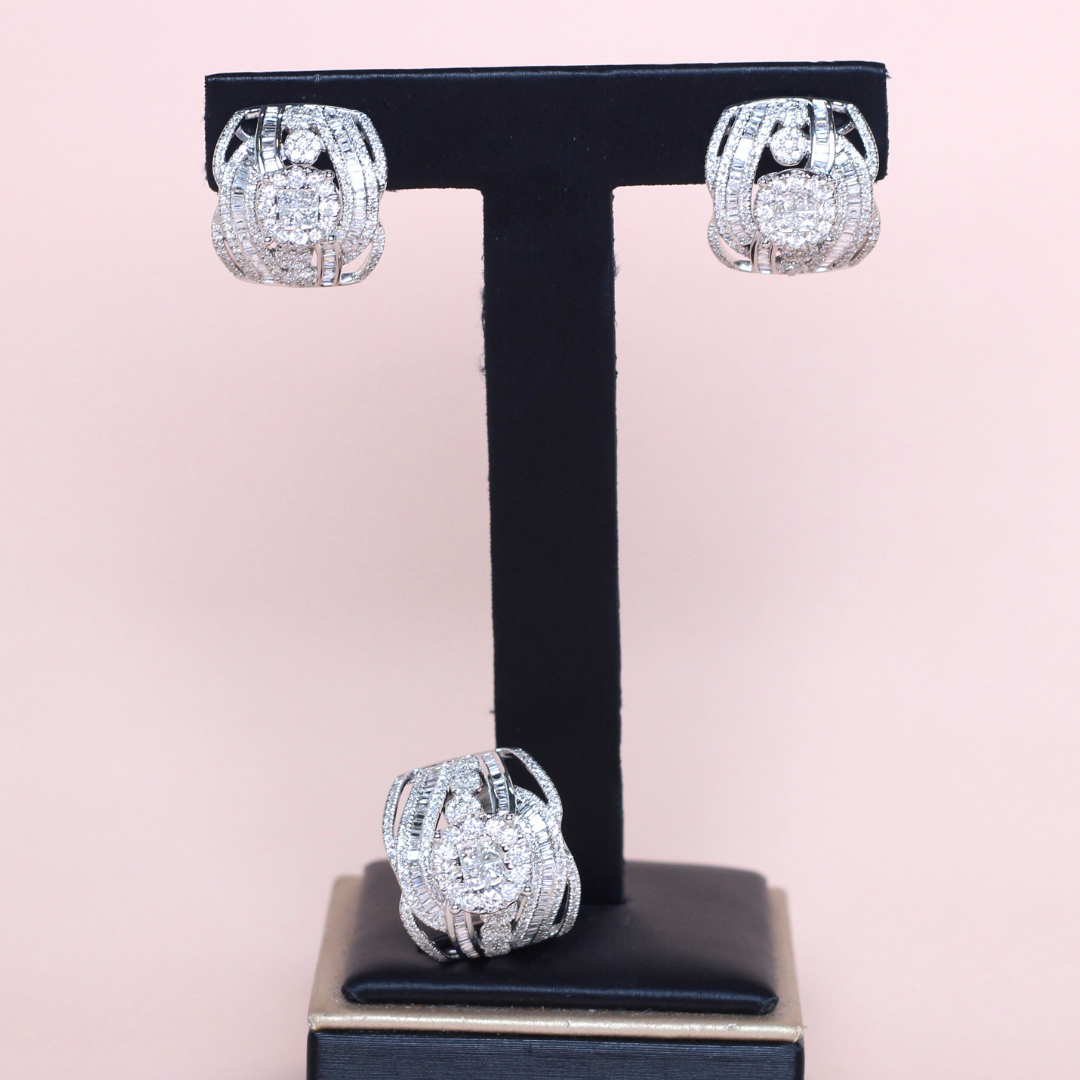 3.21cts Round illusion Statement set