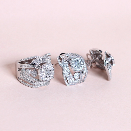 3.21cts Round illusion Statement set