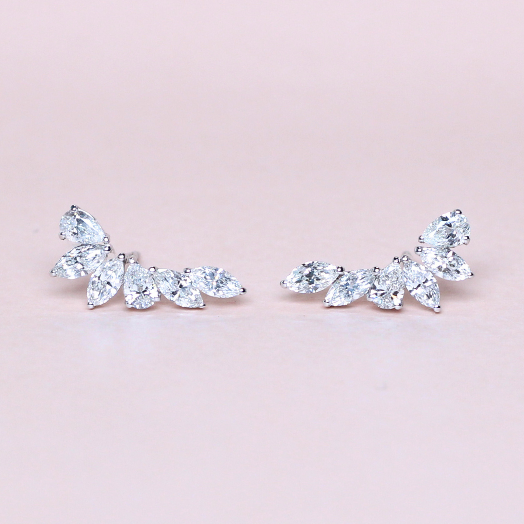 1.78cts Pear and Marquise cut Crawler earrings