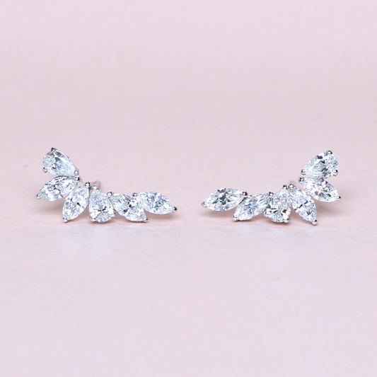 1.78cts Pear and Marquise cut Crawler earrings