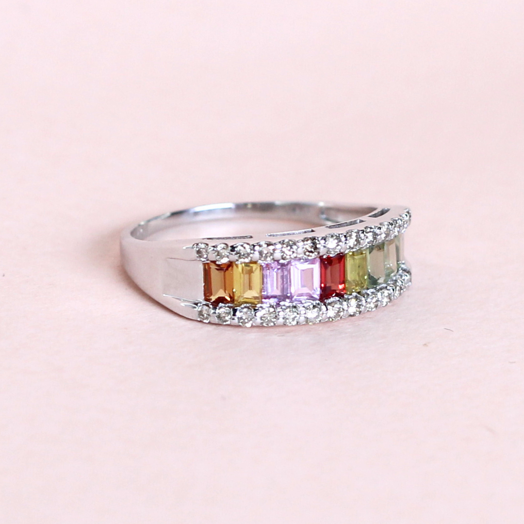1cts Baguette cut Sapphire statement ring