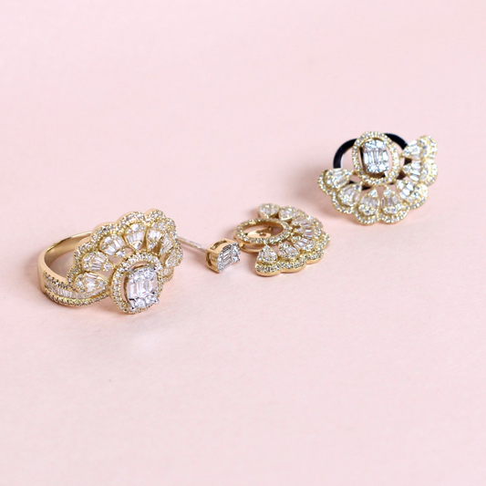 1.40cts Multi-shape Illusion Statement set with detachable halo