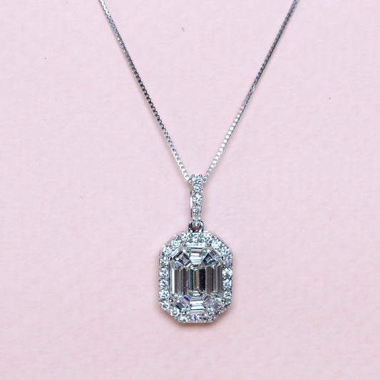 1cts Pie cut necklace with halo