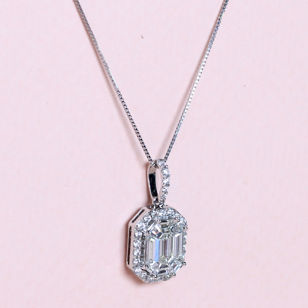 1cts Pie cut necklace with halo