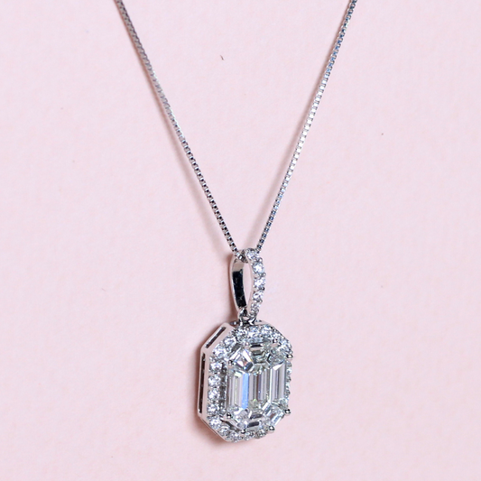 1cts Pie cut necklace with halo