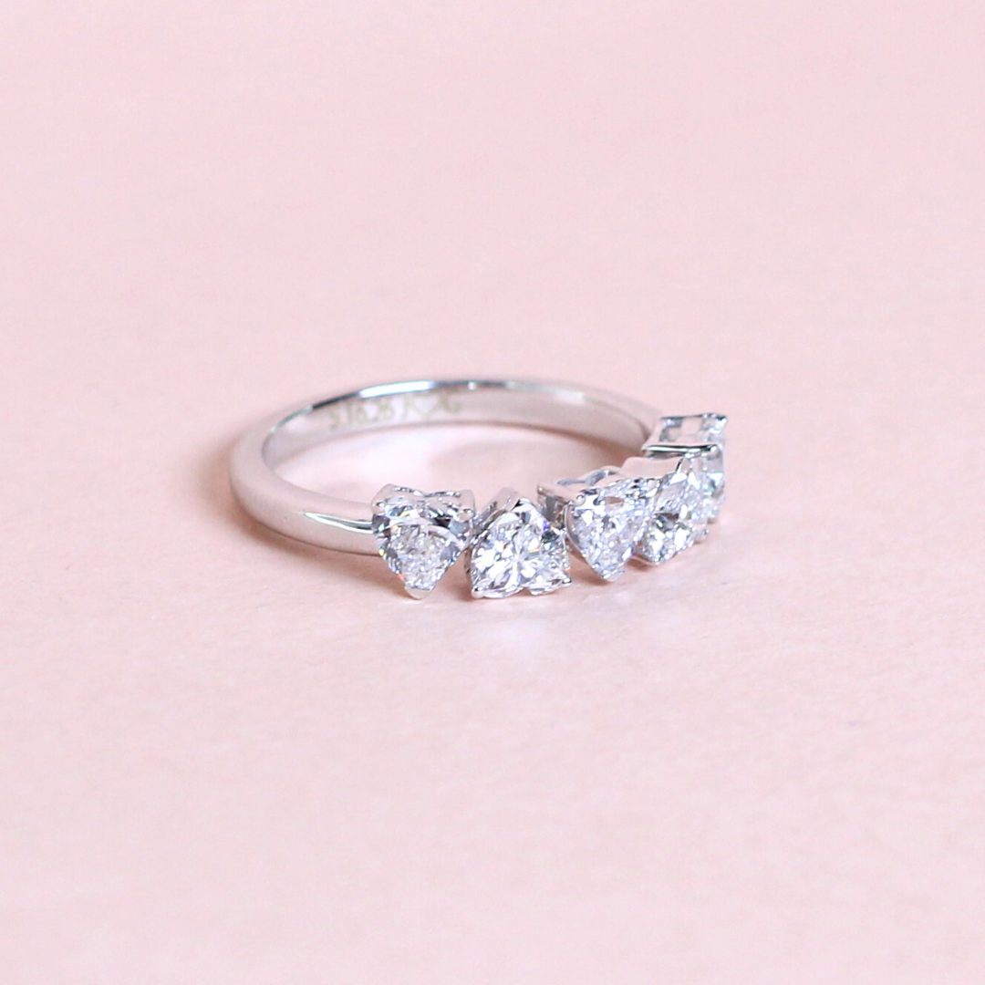 1.25cts 5-stone Heart cut lab-grown ring