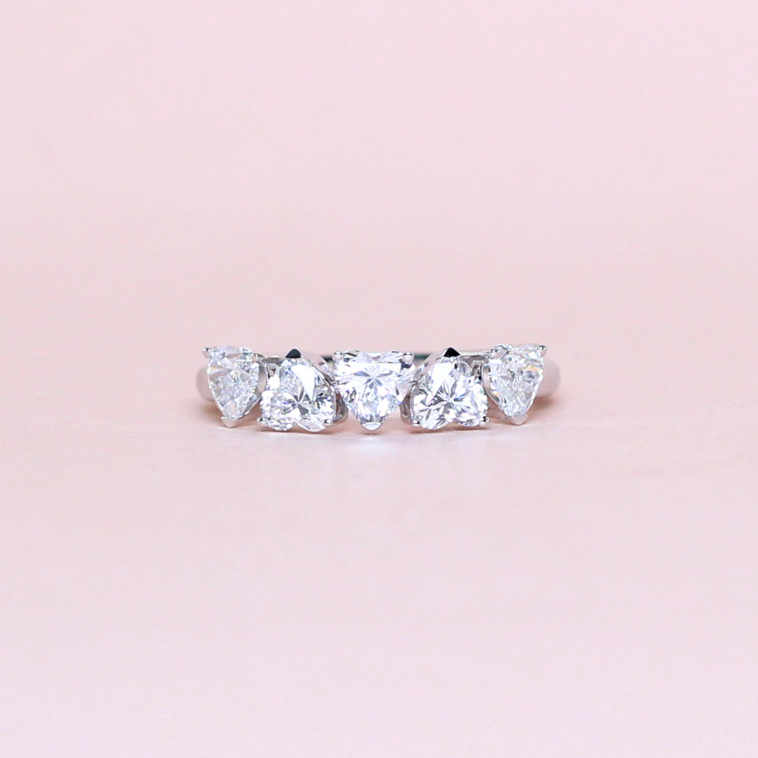 1.25cts 5-stone Heart cut lab-grown ring