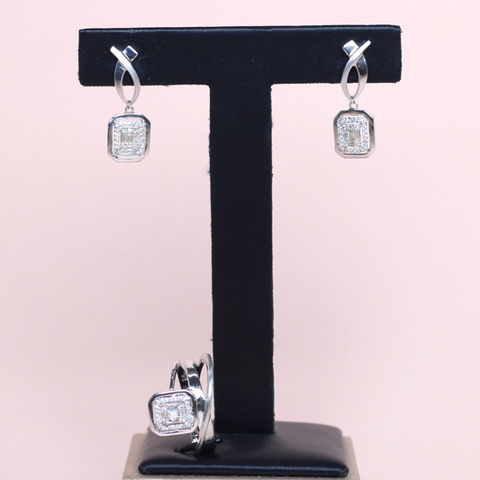 .60cts Cushion Illusion Dangling set