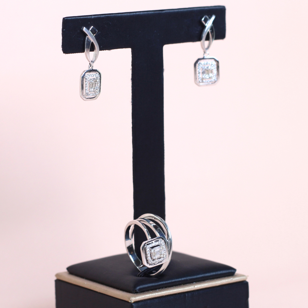 .60cts Cushion Illusion Dangling set