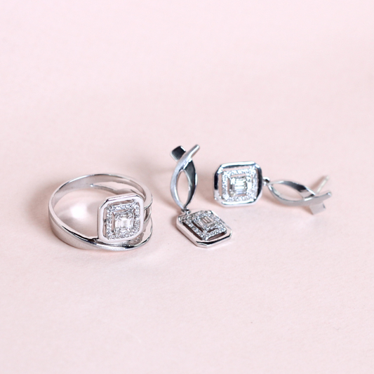 .60cts Cushion Illusion Dangling set