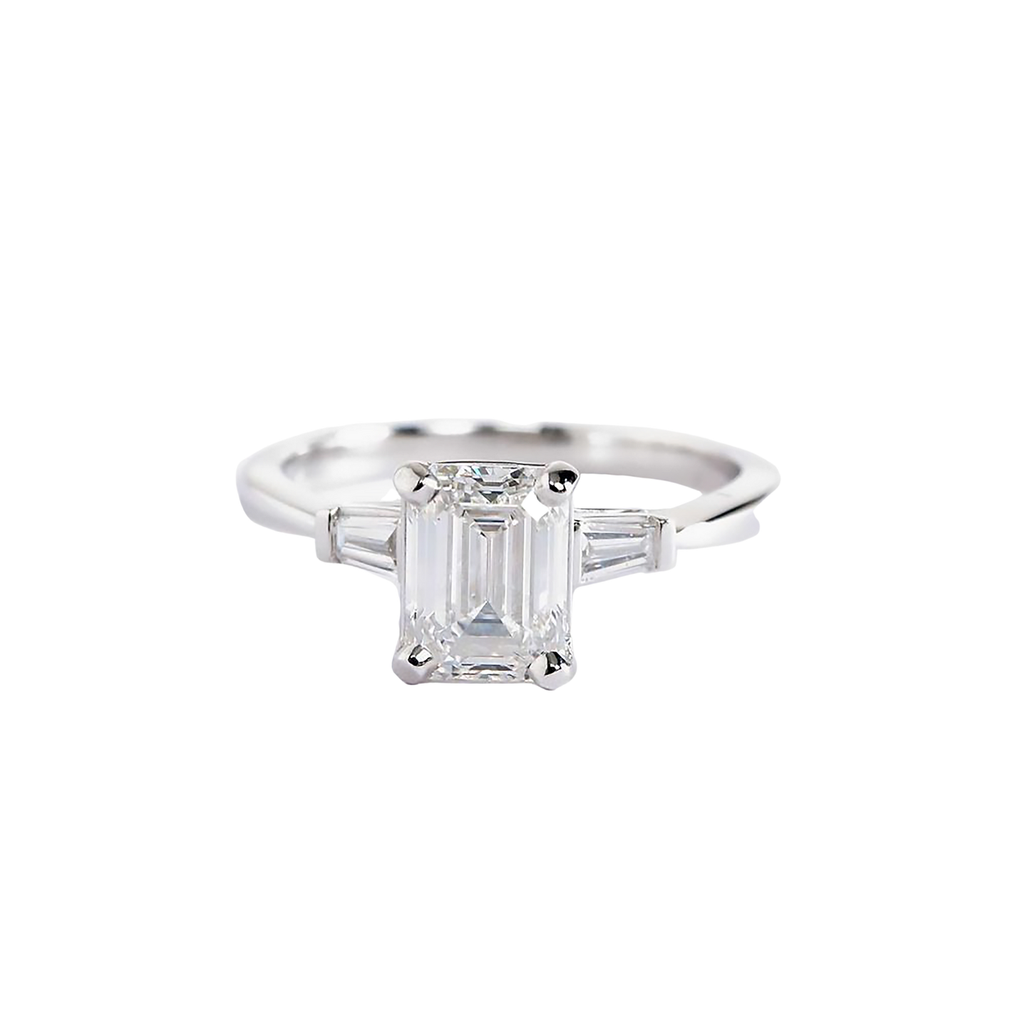 .75cts Emerald cut with Tapered Baguette sides ring