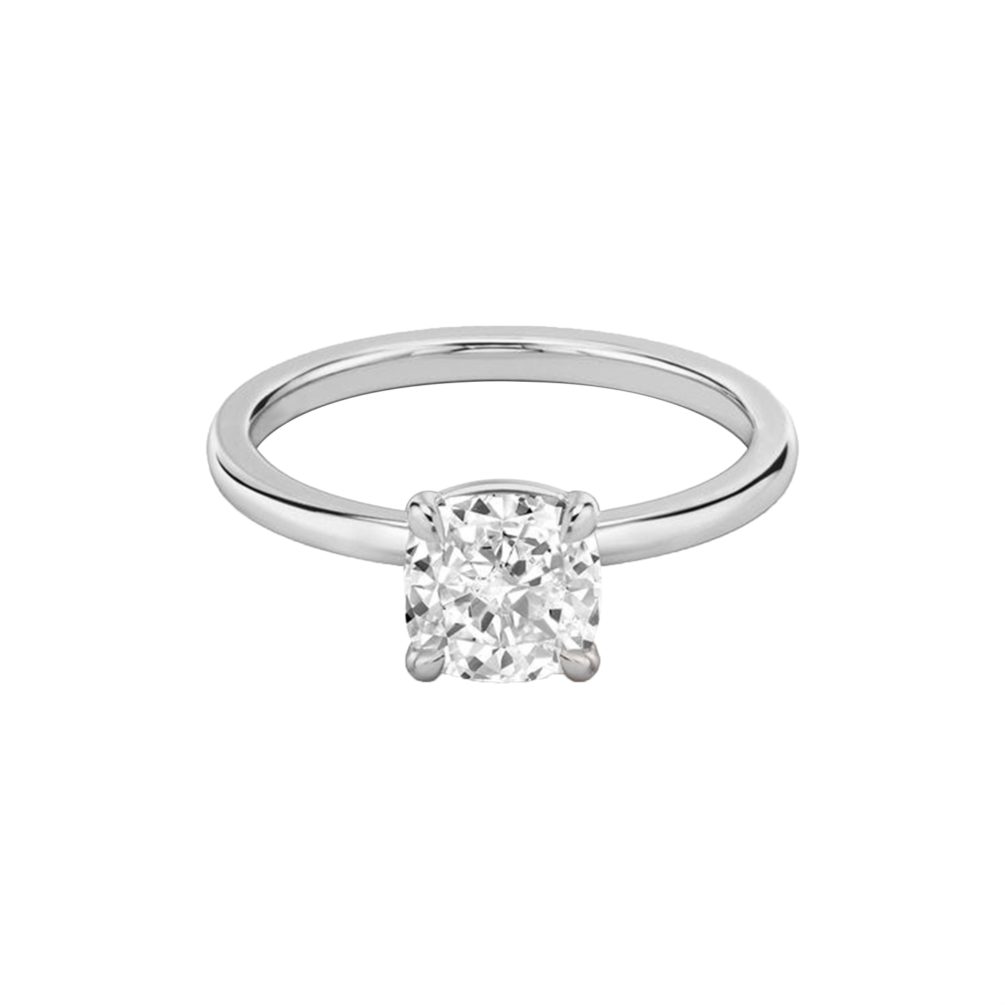 Cushion Diamond Ring In Plain Band Setting