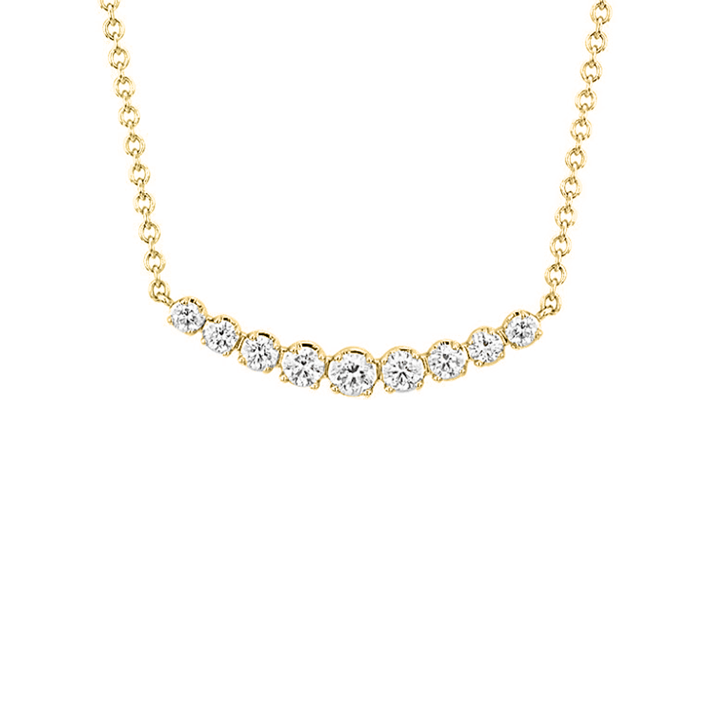 1.40cts Round cut Graduating Curve bar necklace
