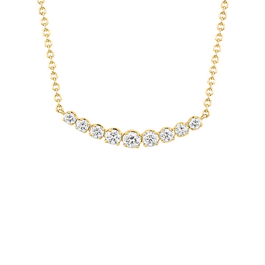 1.40cts Round cut Graduating Curve bar necklace
