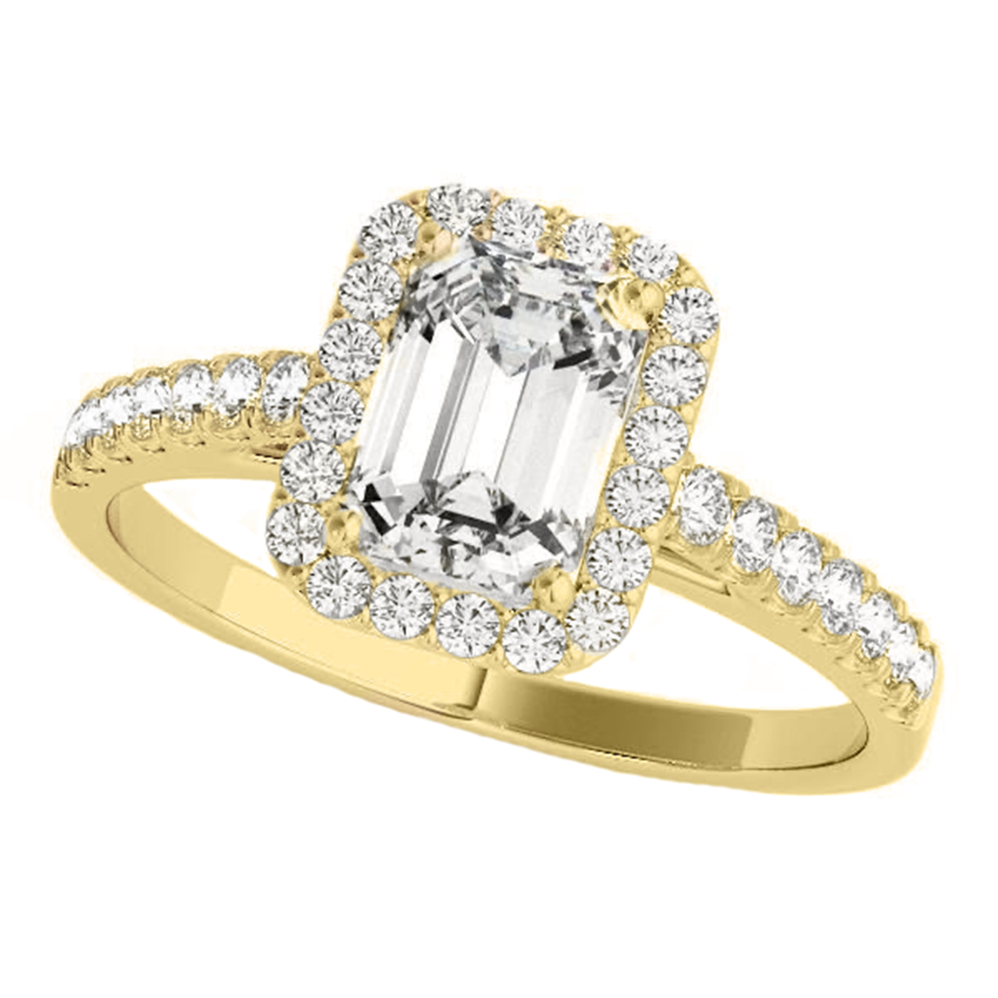 .95cts Emerald cut with halo in Pavé ring