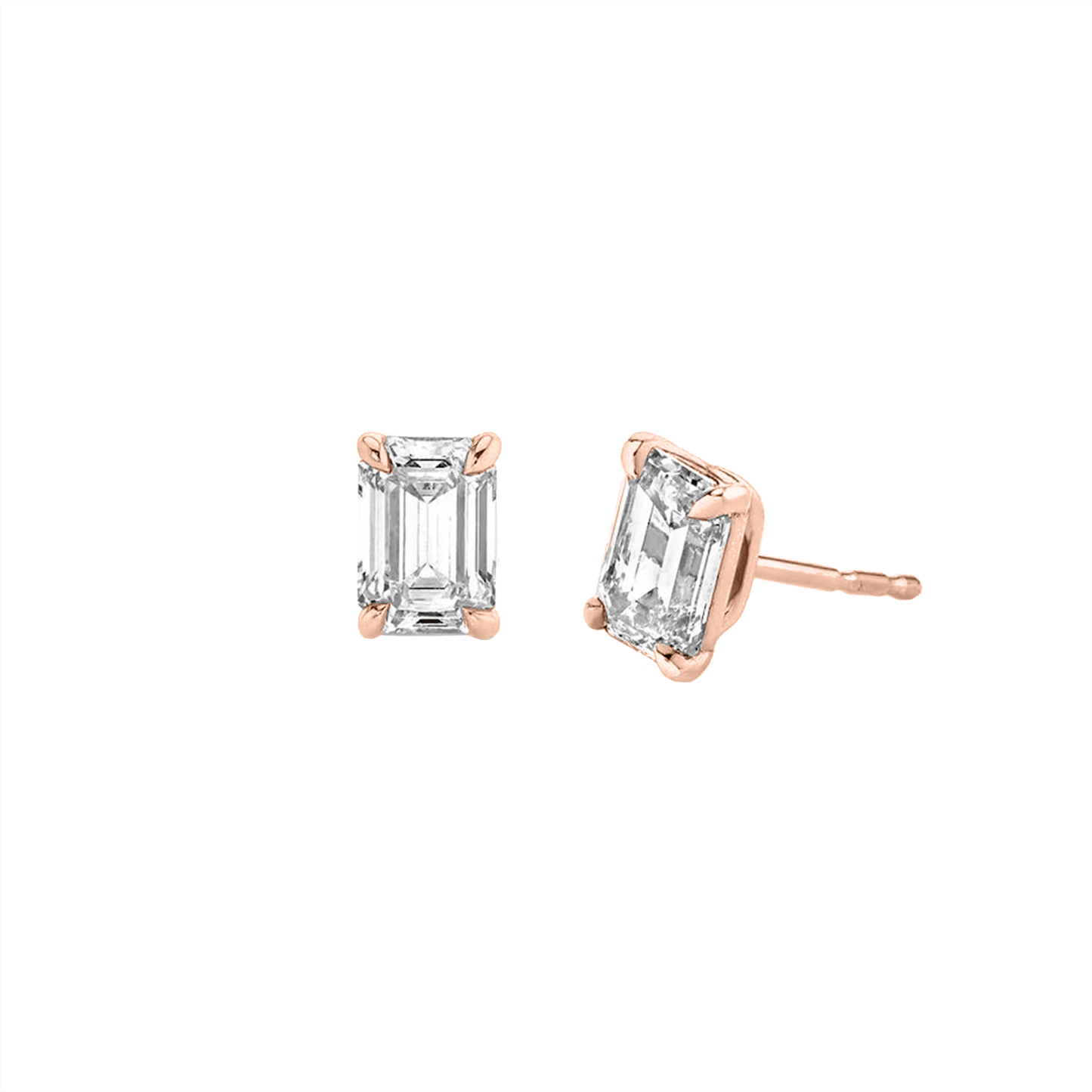 1cts Emerald cut Solitaire Stud earrings