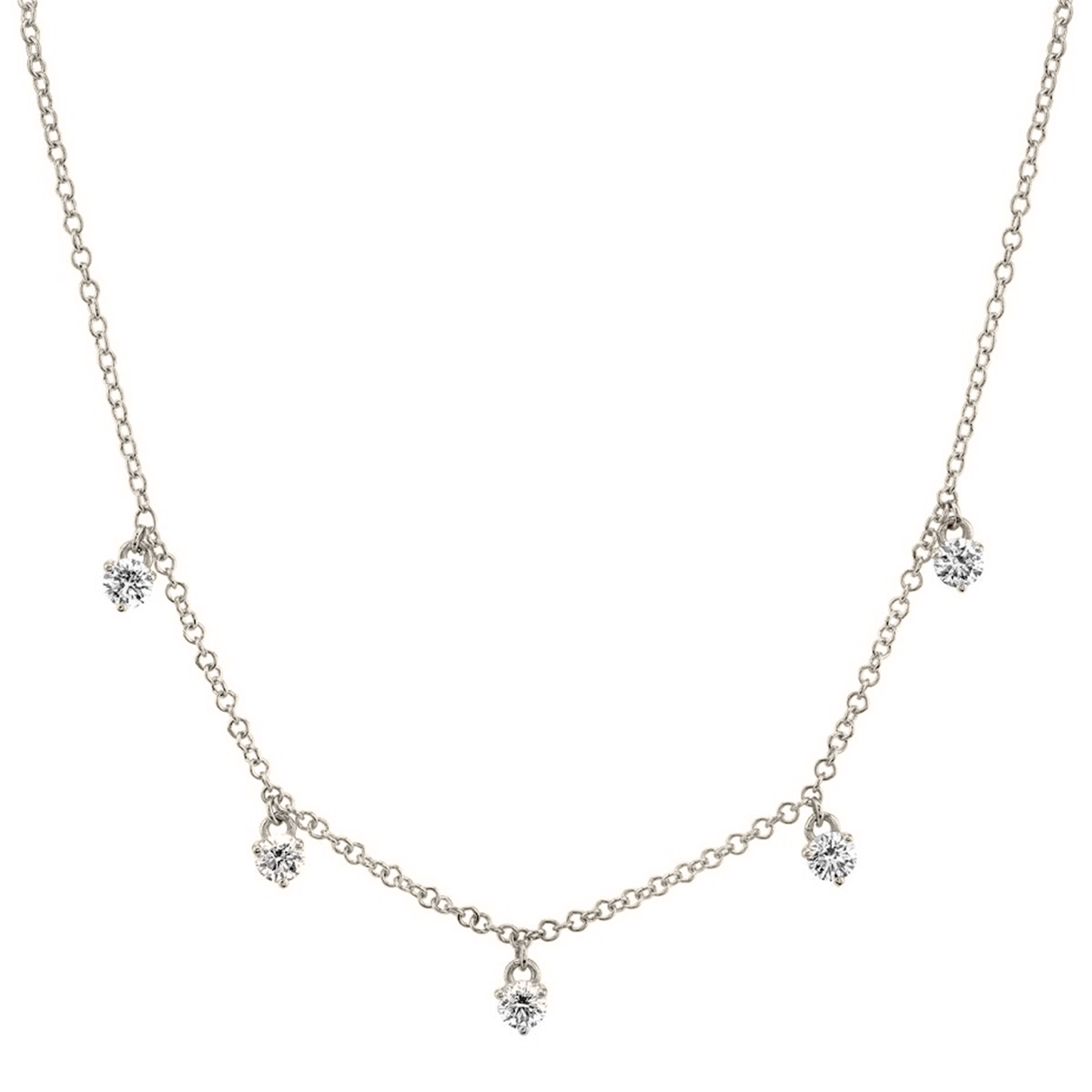 1cts Round cut Station necklace