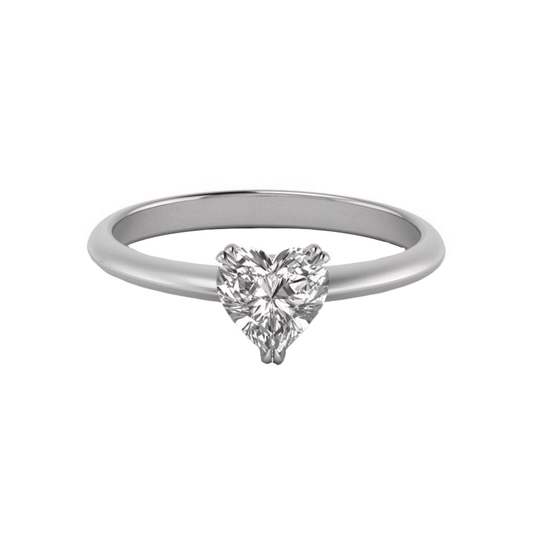 Solo Heart Diamond Ring In Plain Band Setting