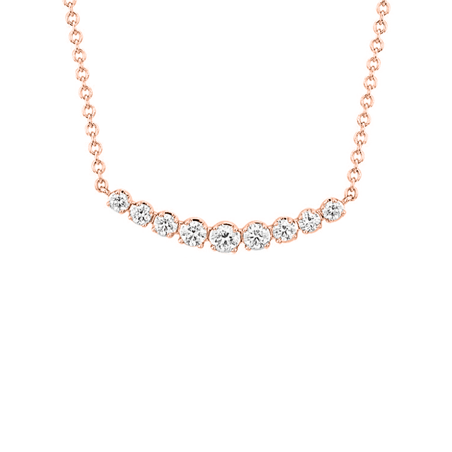 1.40cts Round cut Graduating Curve bar necklace