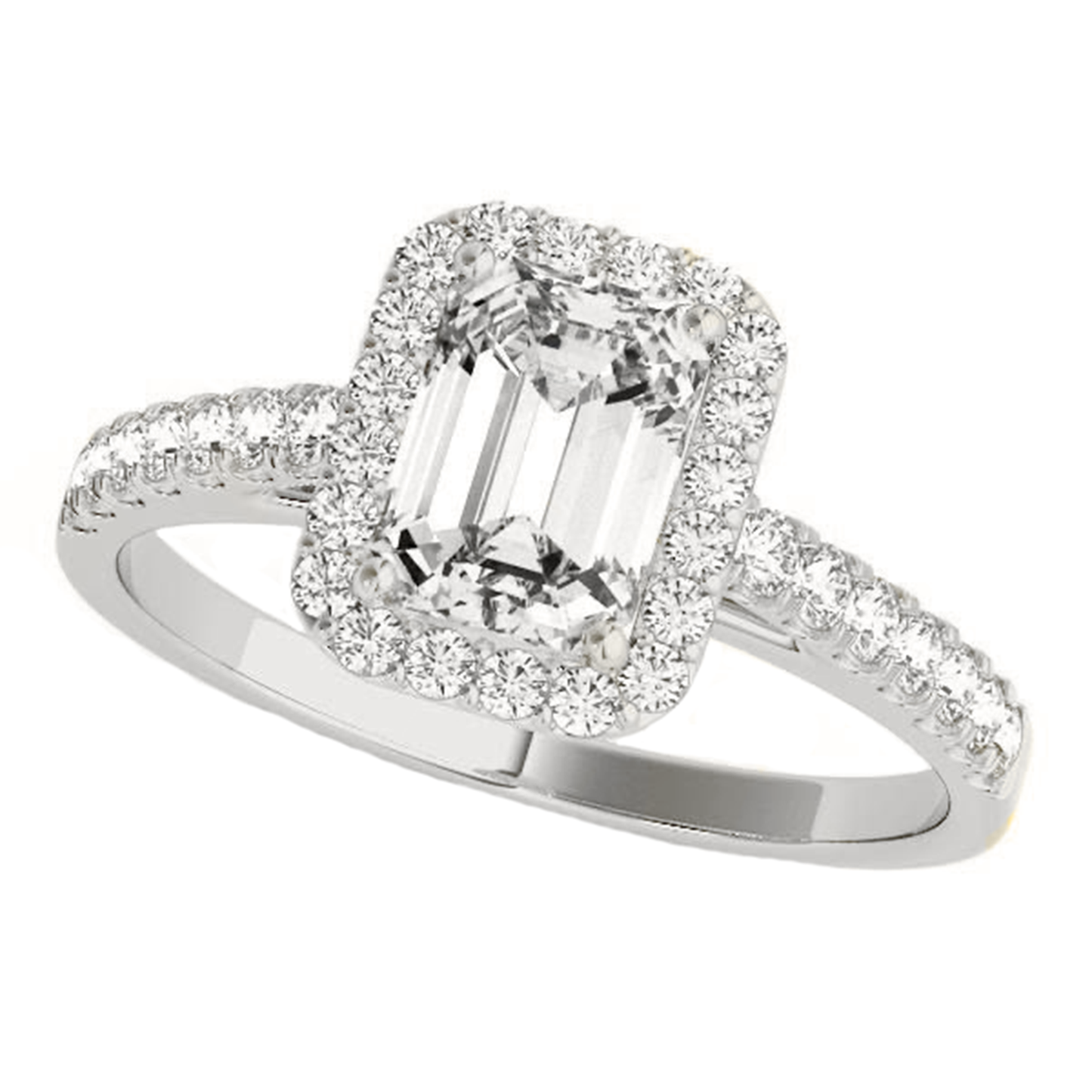 .95cts Emerald cut with halo in Pavé ring