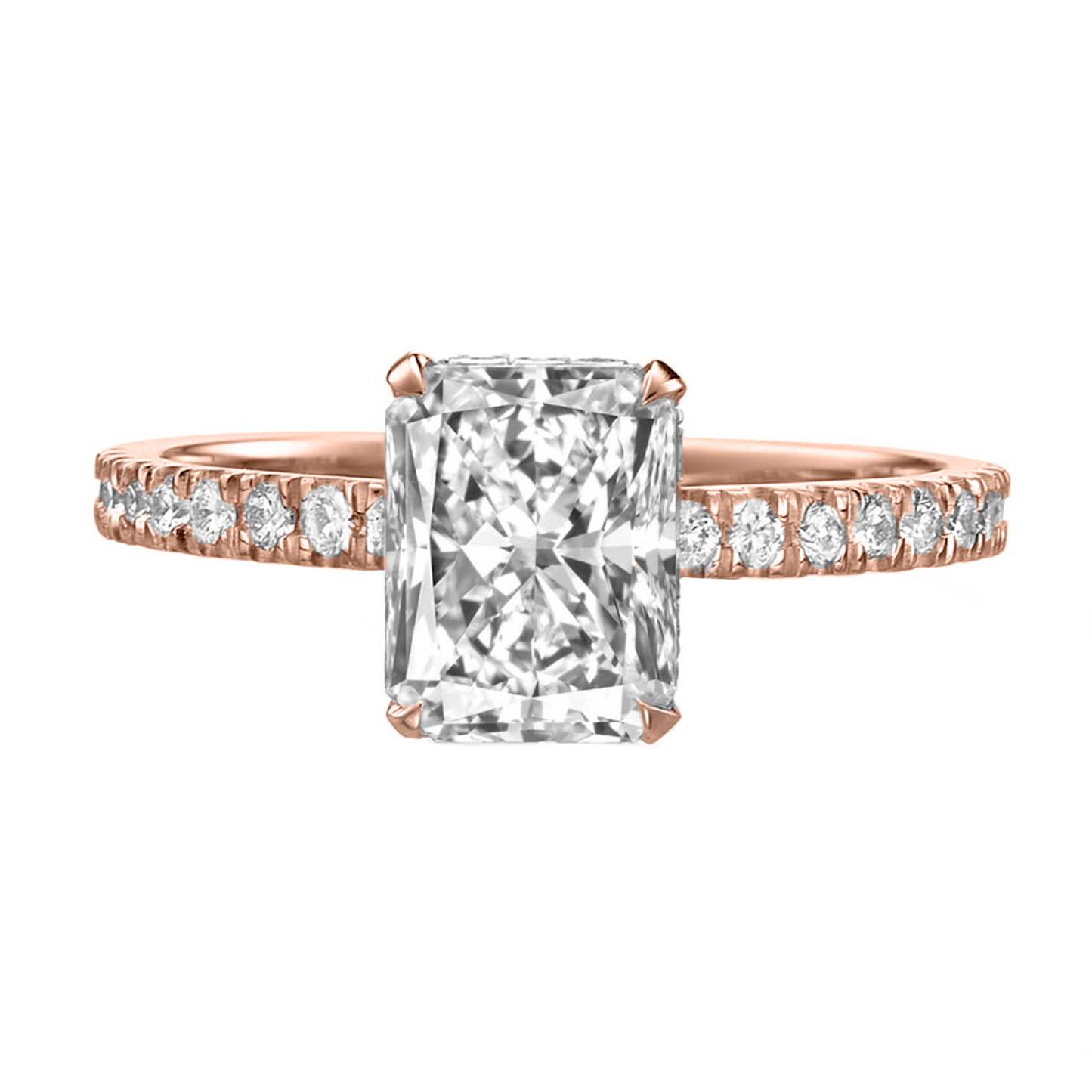 Radiant Diamond Ring In Pave Setting