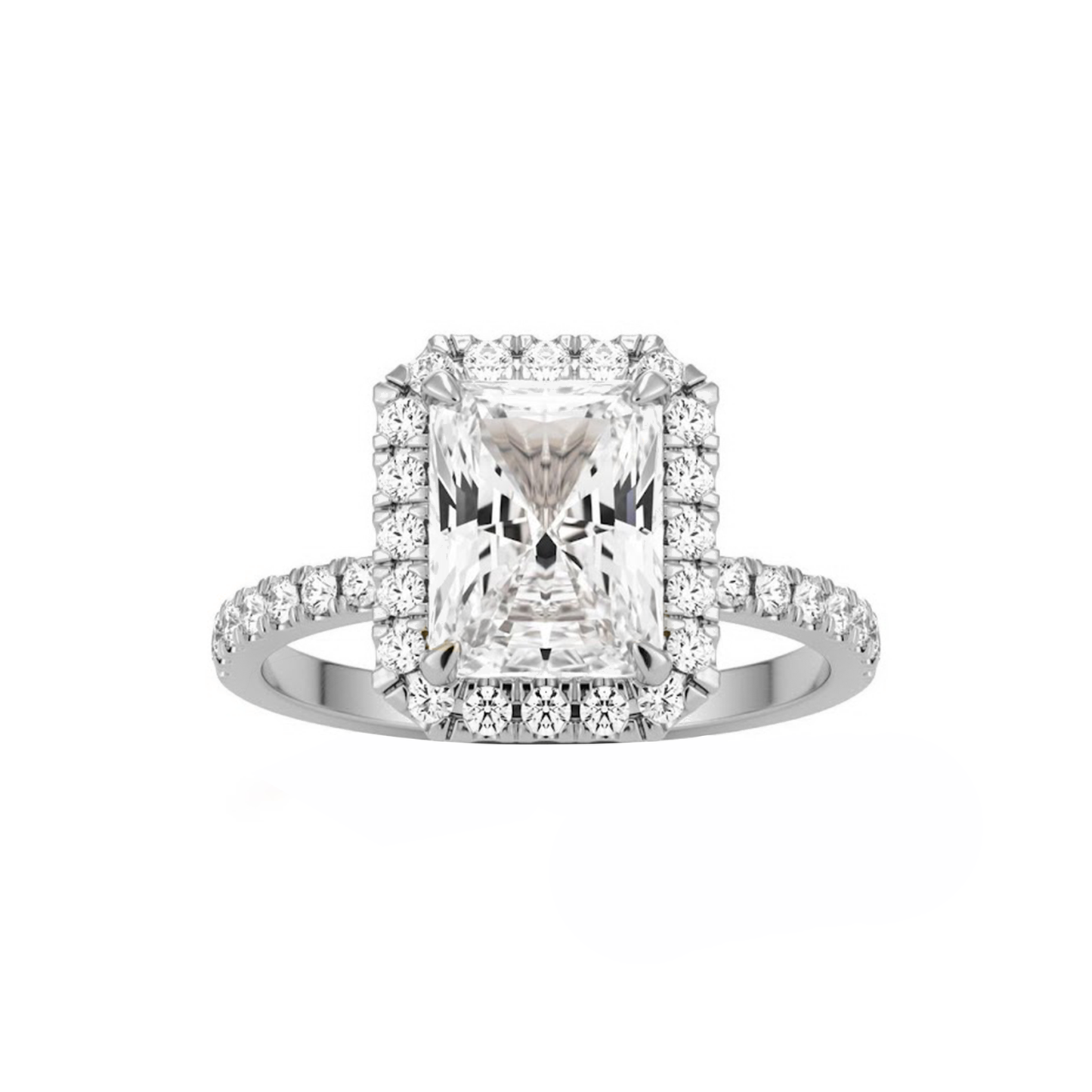 .95cts Radiant cut Pavé ring with Halo