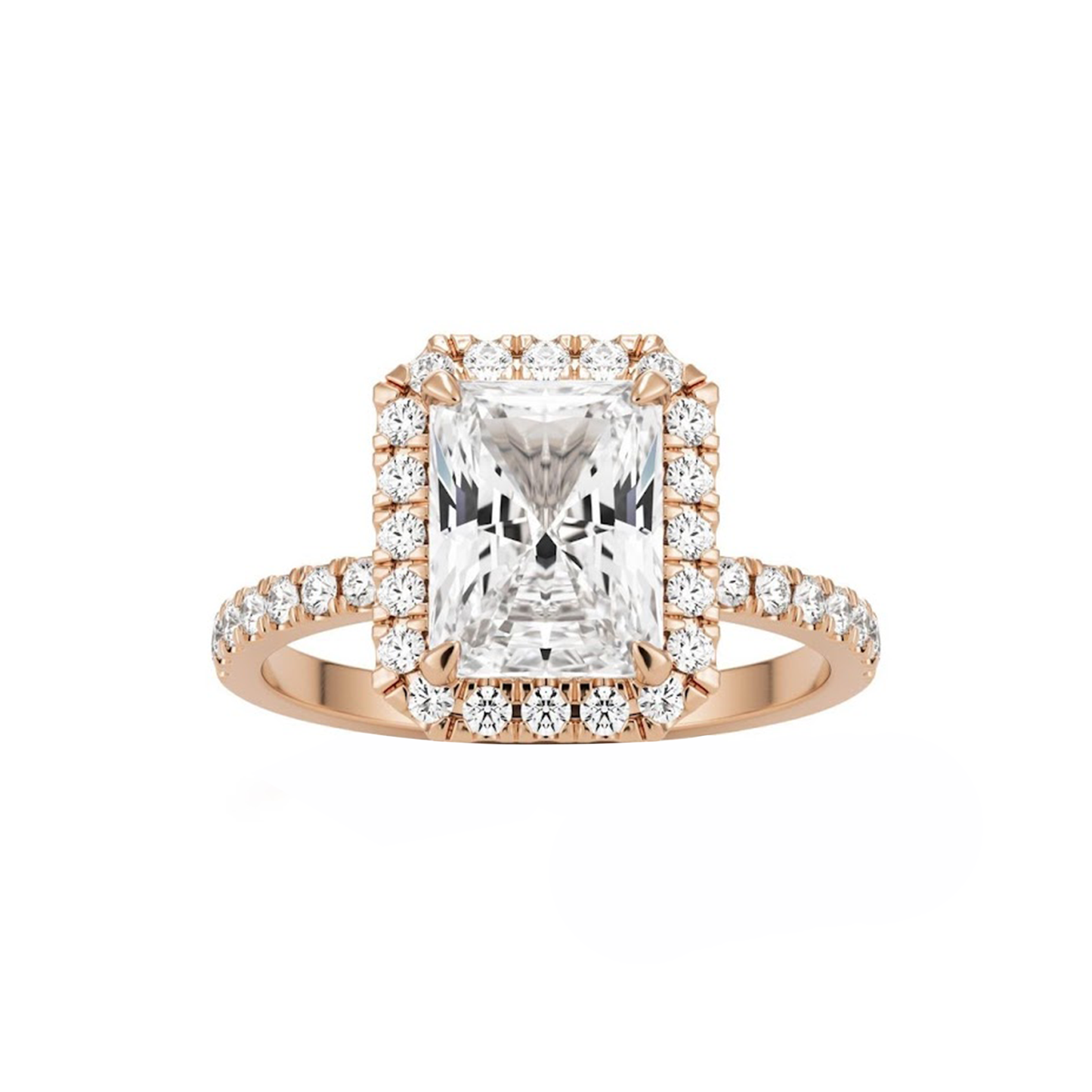 .95cts Radiant cut Pavé ring with Halo