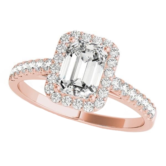 .95cts Emerald cut with halo in Pavé ring