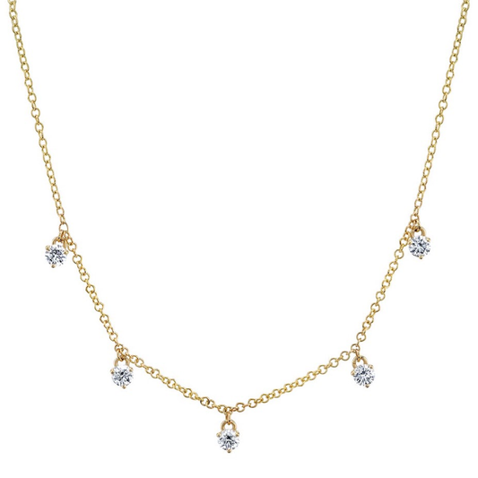 1cts Round cut Station necklace