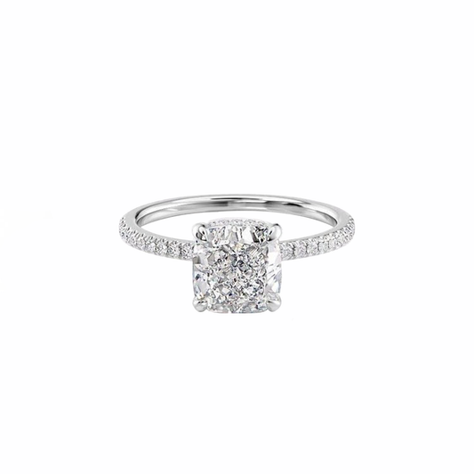 Cushion Diamond Ring In Pave Setting