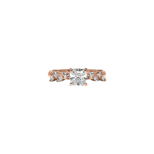 1.11cts Cushion cut ring on modified band