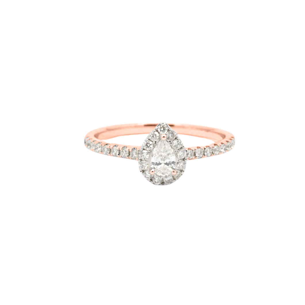 .46cts Pear cut Pavé ring with Halo
