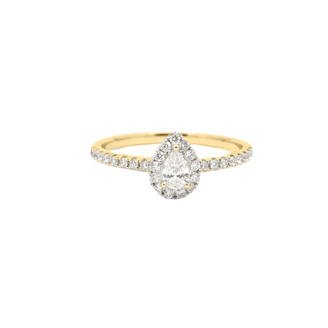 .46cts Pear cut Pavé ring with Halo