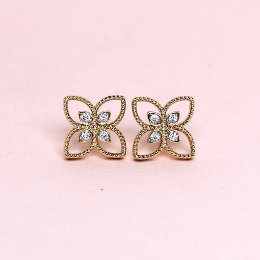 0.38cts Round cut Lab-grown Flower Stud earrings