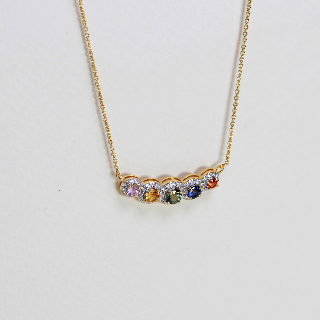 1.03cts Multi-colored Sapphire necklace
