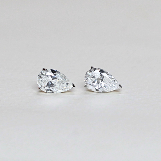 1.06cts  Pear cut Lab-grown Solitaire earrings