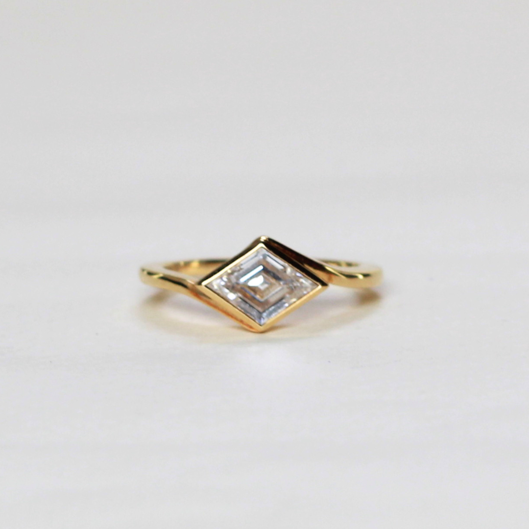 1.13ct Shield cut Solitaire Lab-grown bezeled ring