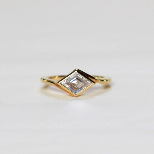 1.13ct Shield cut Solitaire Lab-grown bezeled ring