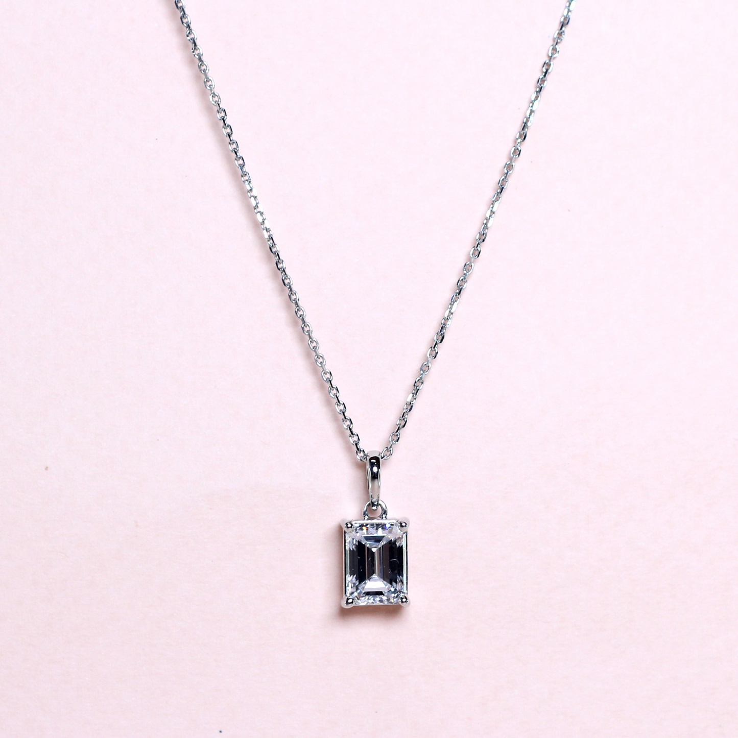 1.95cts Emerald cut Lab-grown Solitaire necklace