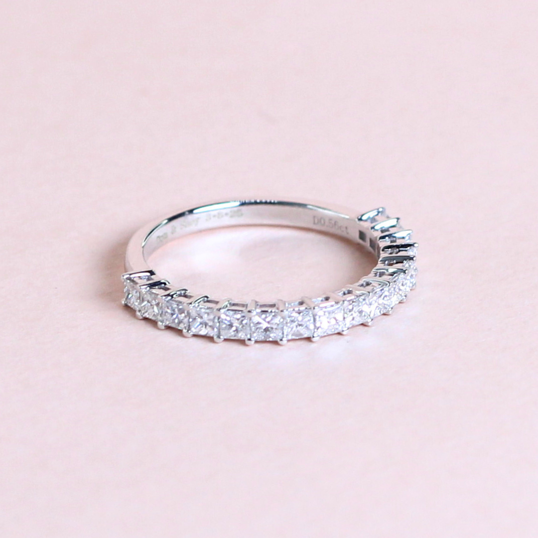 .52cts Princess cut half eternity ring