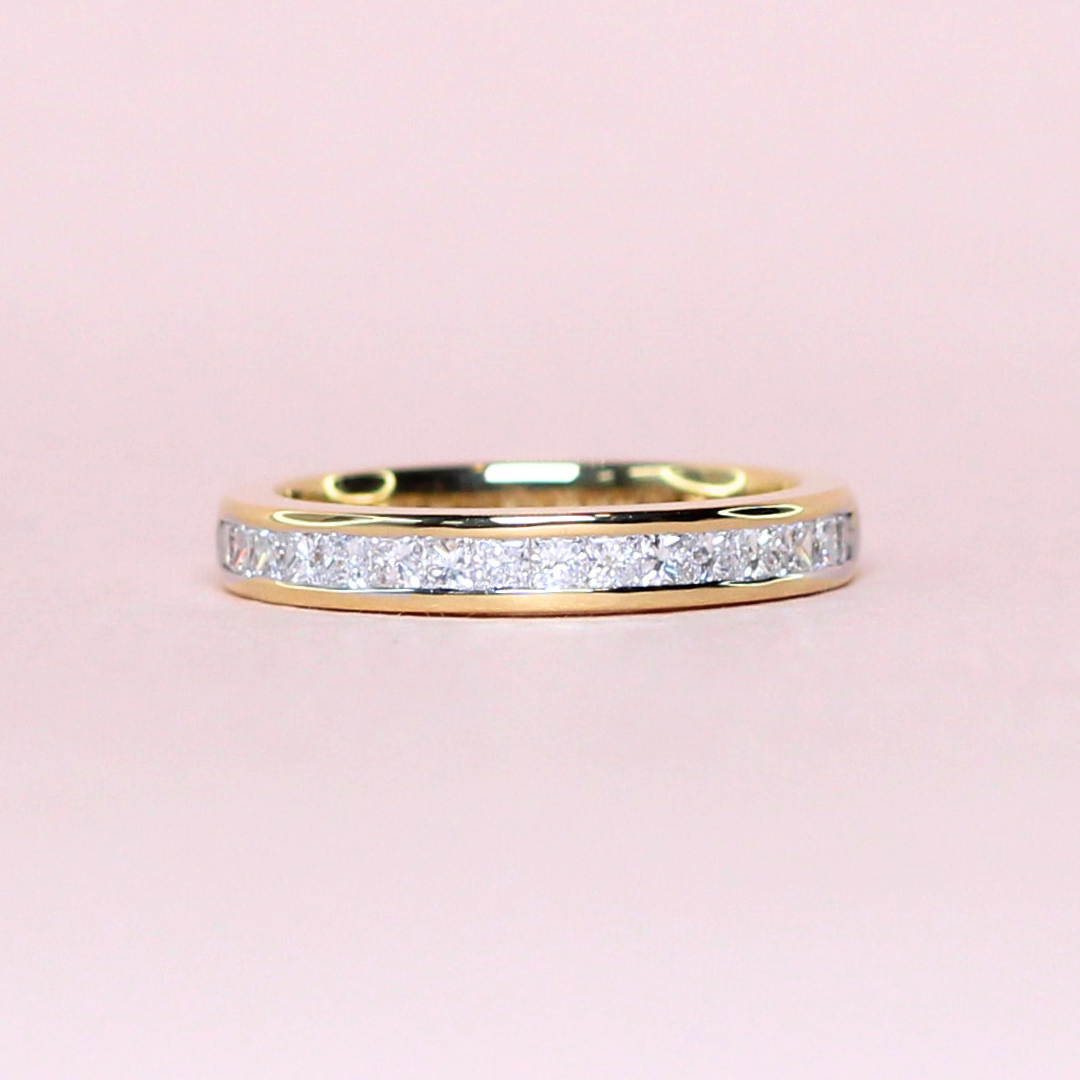 .52cts Princess cut Half Eternity Two-toned ring