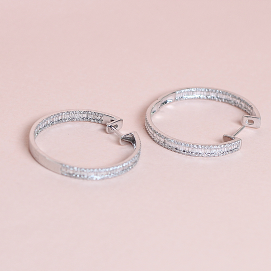1.38cts In and Out Baguette Hoop Earrings