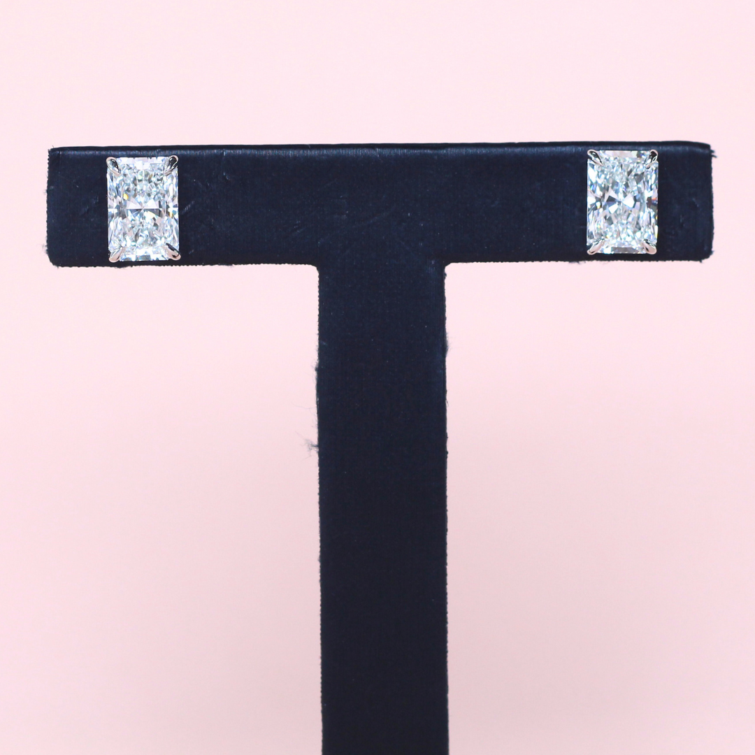 6.10cts Radiant cut Lab-grown Stud earrings