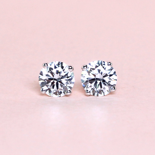 2.07cts Round cut Lab-grown stud earrings