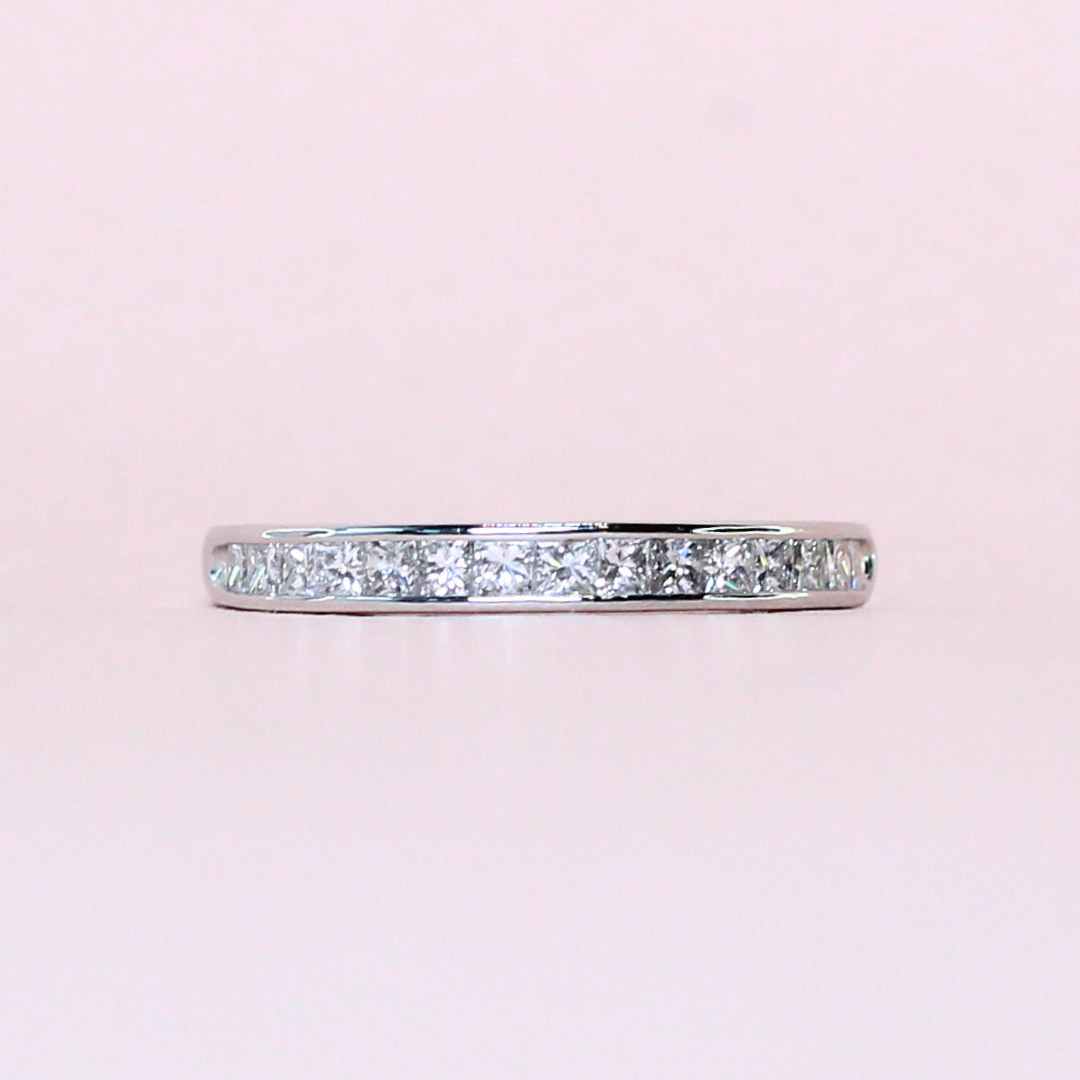 .52cts Princess cut half eternity platinum ring