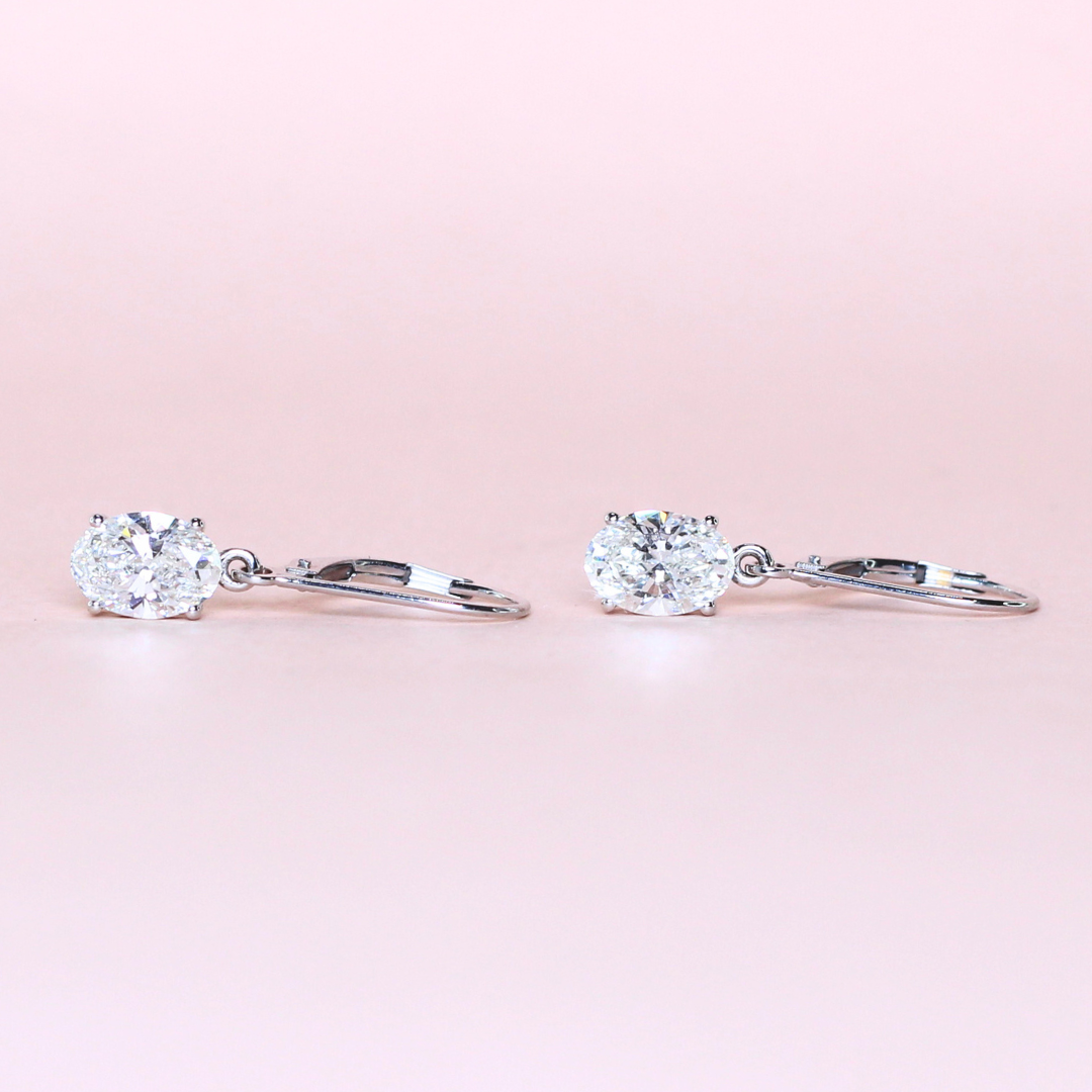 2.48cts Oval cut Lab-grown Dangling earrings
