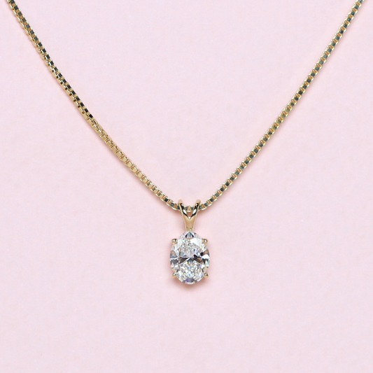 1ct Oval Brilliant Diamond Necklace with GIA