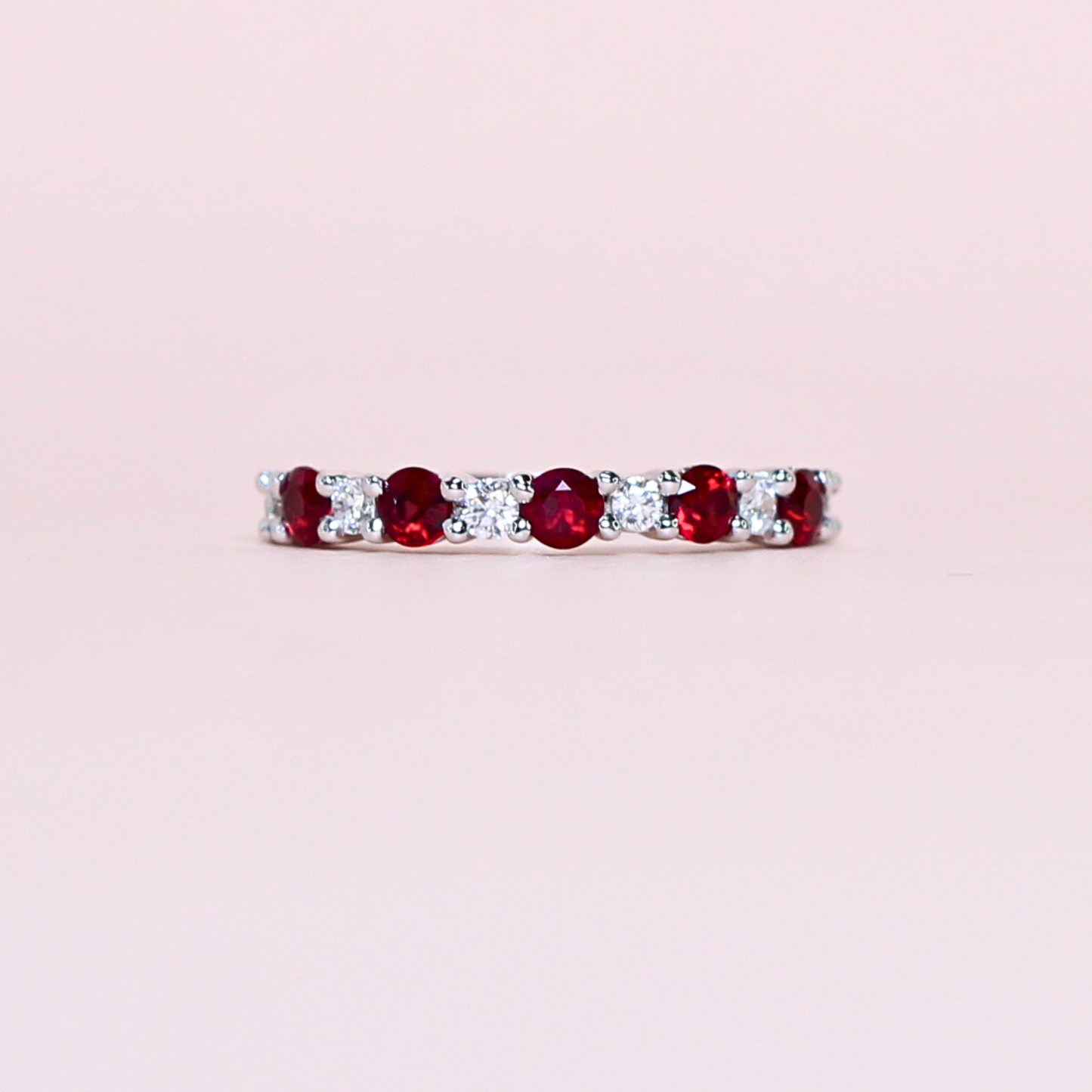 Alternating Diamond and Ruby ring