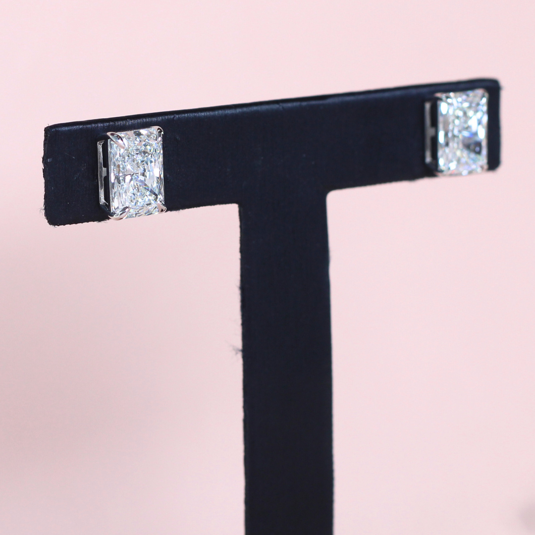 6.10cts Radiant cut Lab-grown Stud earrings